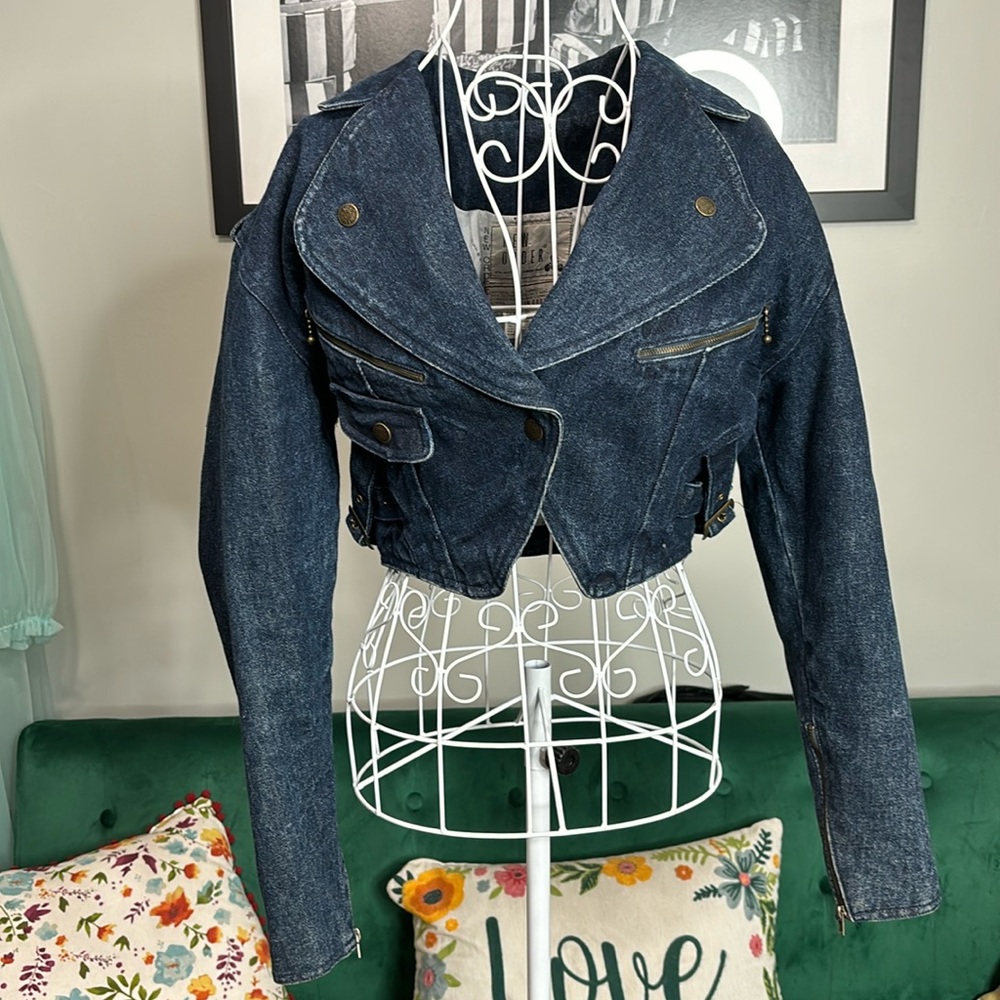 Vintage New Order Designer 90s Cropped Jean Jacket